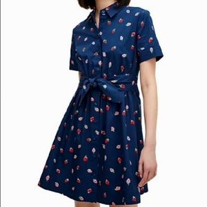 Kate spade Blue Strawberry Tie-waist Dress